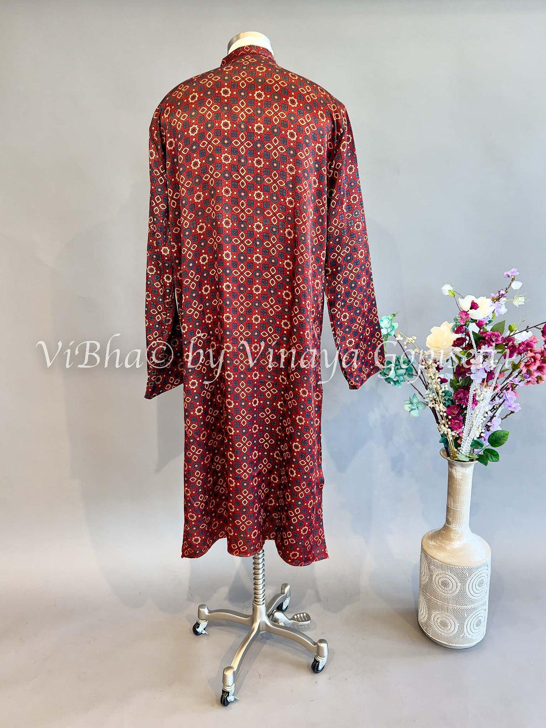 Maroon Gaji Silk Kurta