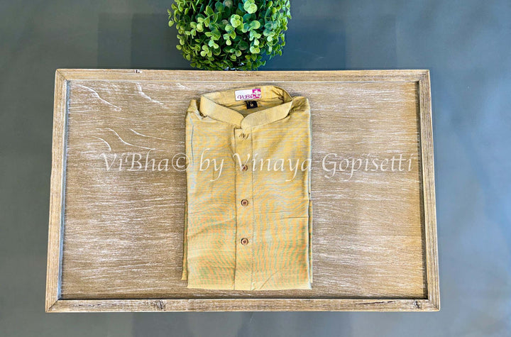 Green Gold Silk Kurta