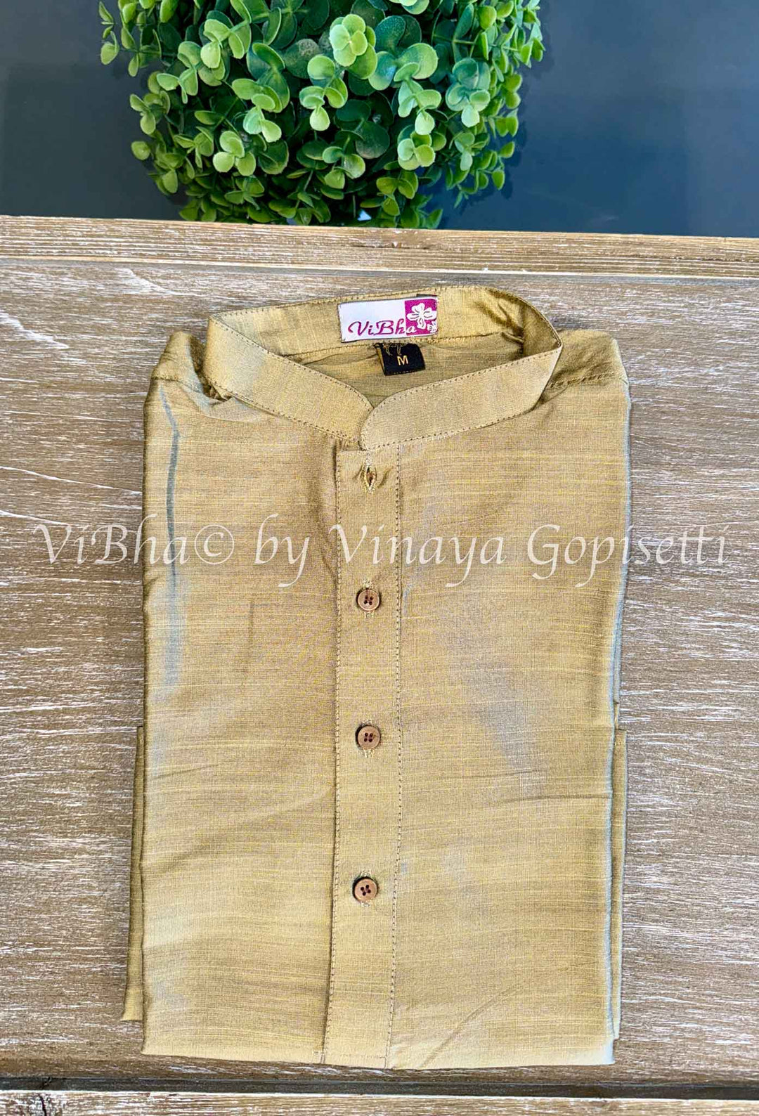 Green Gold Silk Kurta