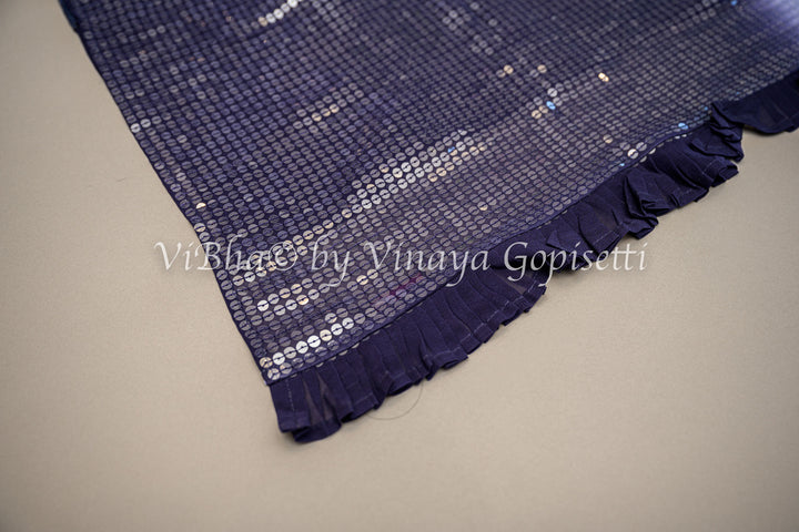 Light and Dark Blue Sequins shaded Saree with Blouse