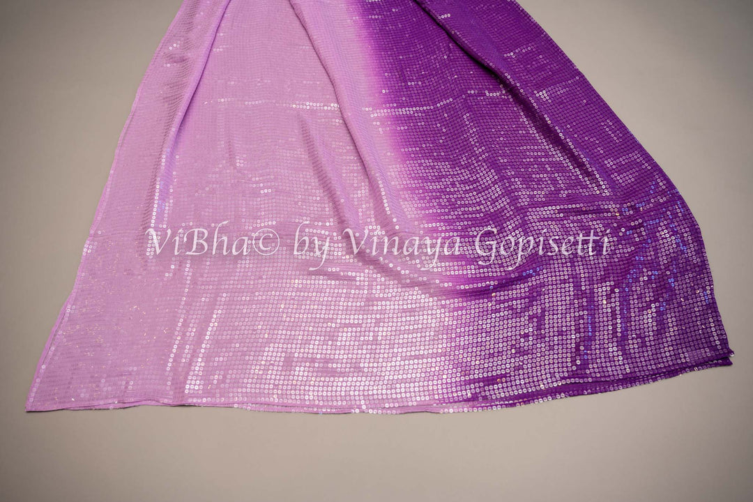 Dark Purple and Lavender Sequins Saree