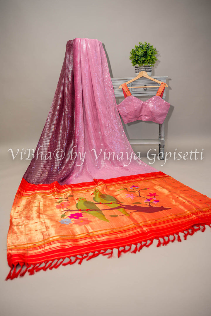 Paithani Sequins Fusion Saree