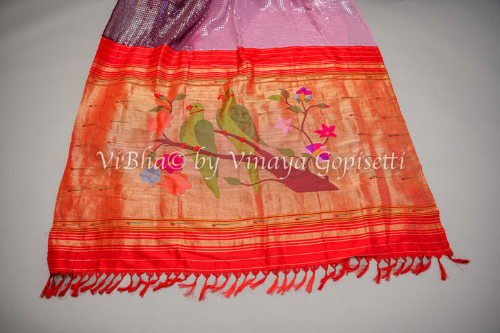 Paithani Sequins Fusion Saree