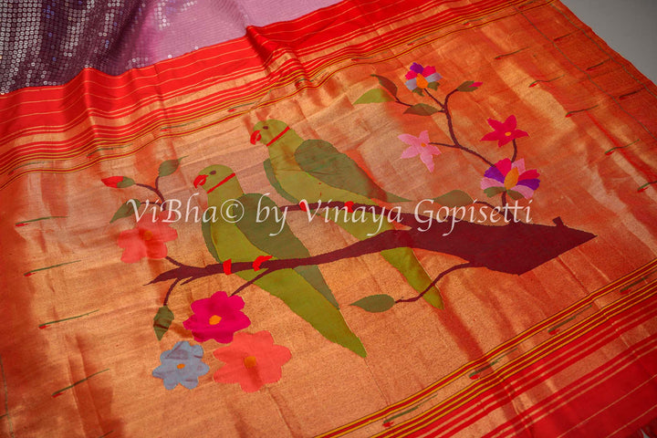 Paithani Sequins Fusion Saree