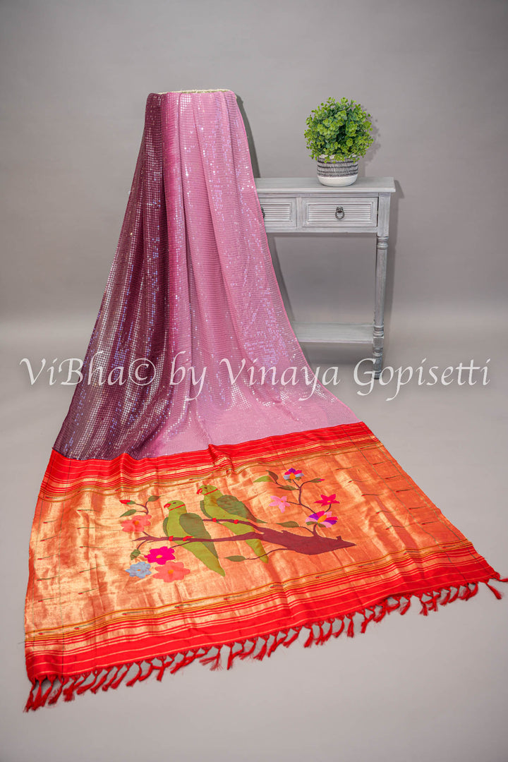 Paithani Sequins Fusion Saree