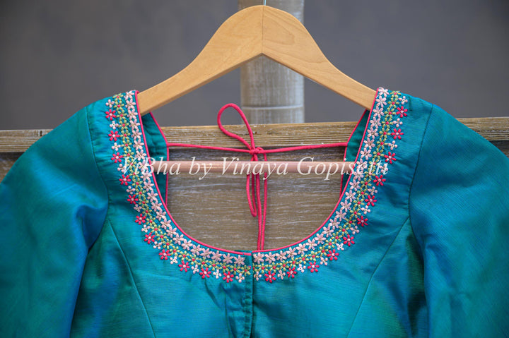 Pink Organza Embroidered Saree and Blouse