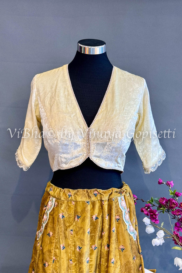 Off White Velvet Blouse