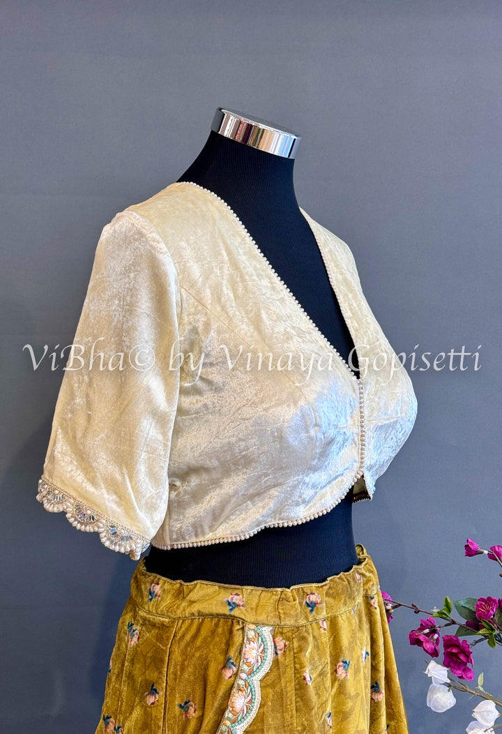 Off White Velvet Blouse