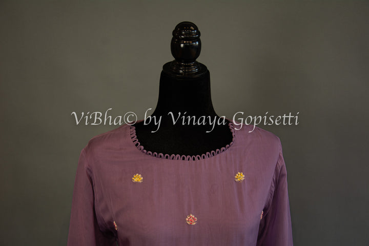 Dark Mauve Embroidered Sharara Set