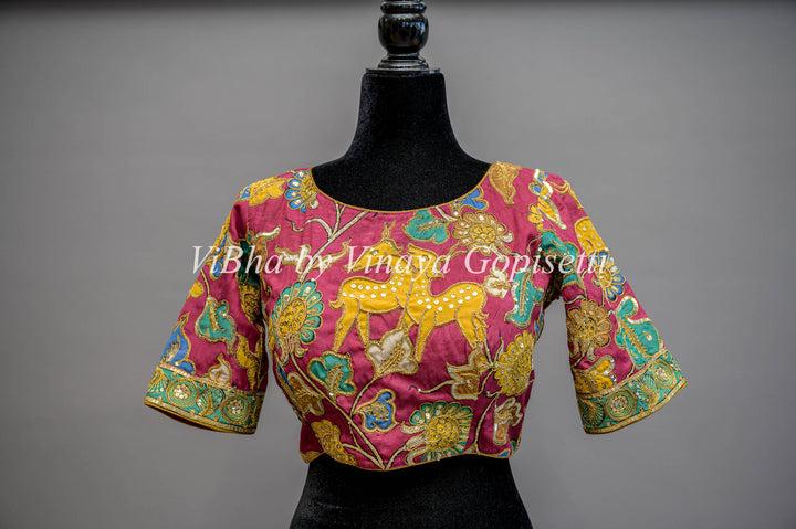 Pen Kalamkari Handembroidered Blouse