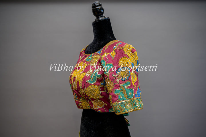 Pen Kalamkari Handembroidered Blouse