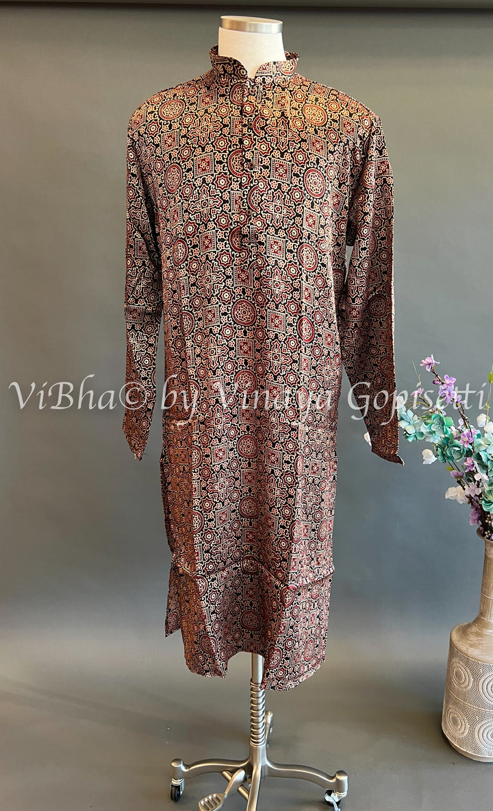 Gaji Silk Bandhej Kurta