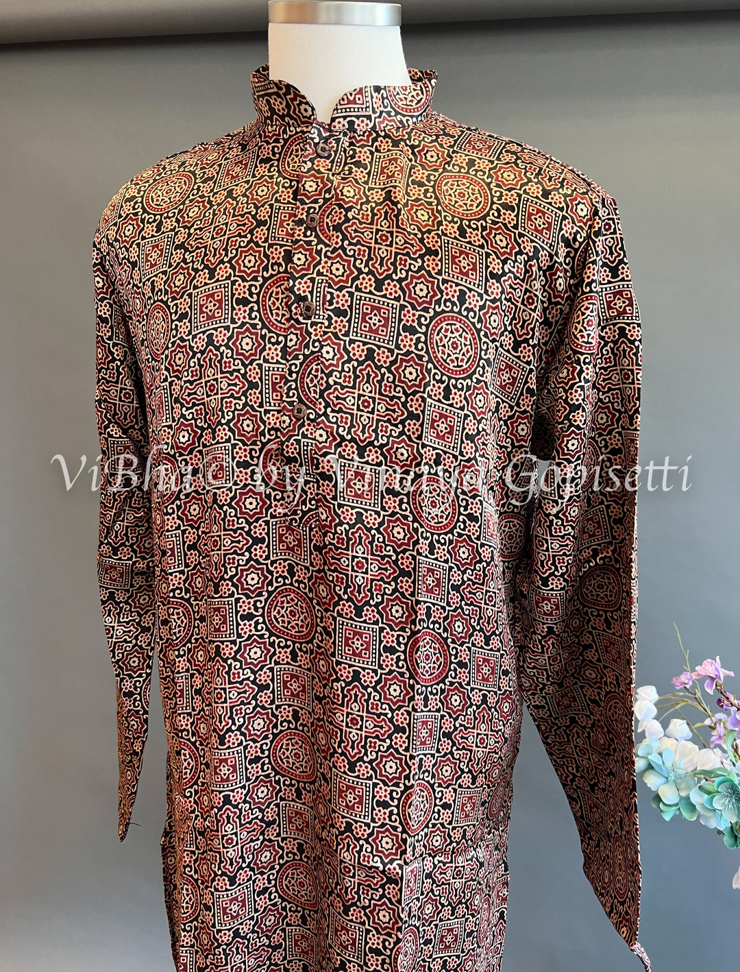 Gaji Silk Bandhej Kurta