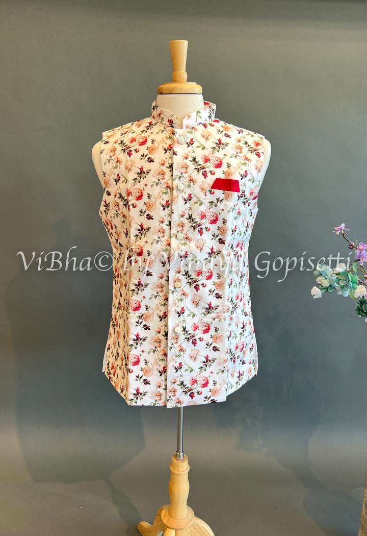 Multi Color Floral Print Vest