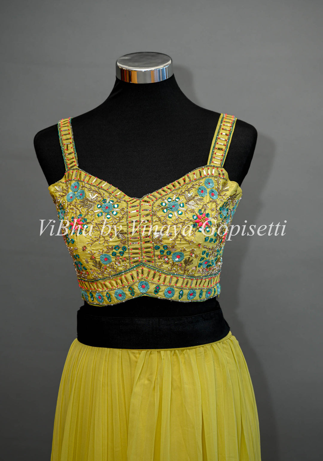 Yellow Palazzo With Embroidered Sleeveless Blouse And Detachable Jacket