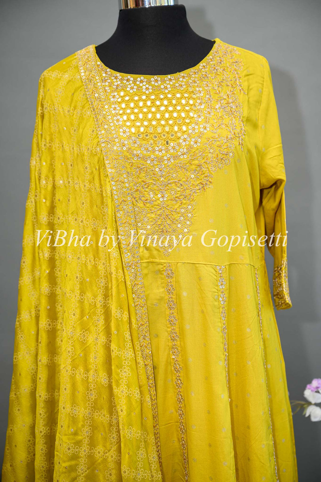 Honeysuckle Yellow Embroidered Salwar Suit.