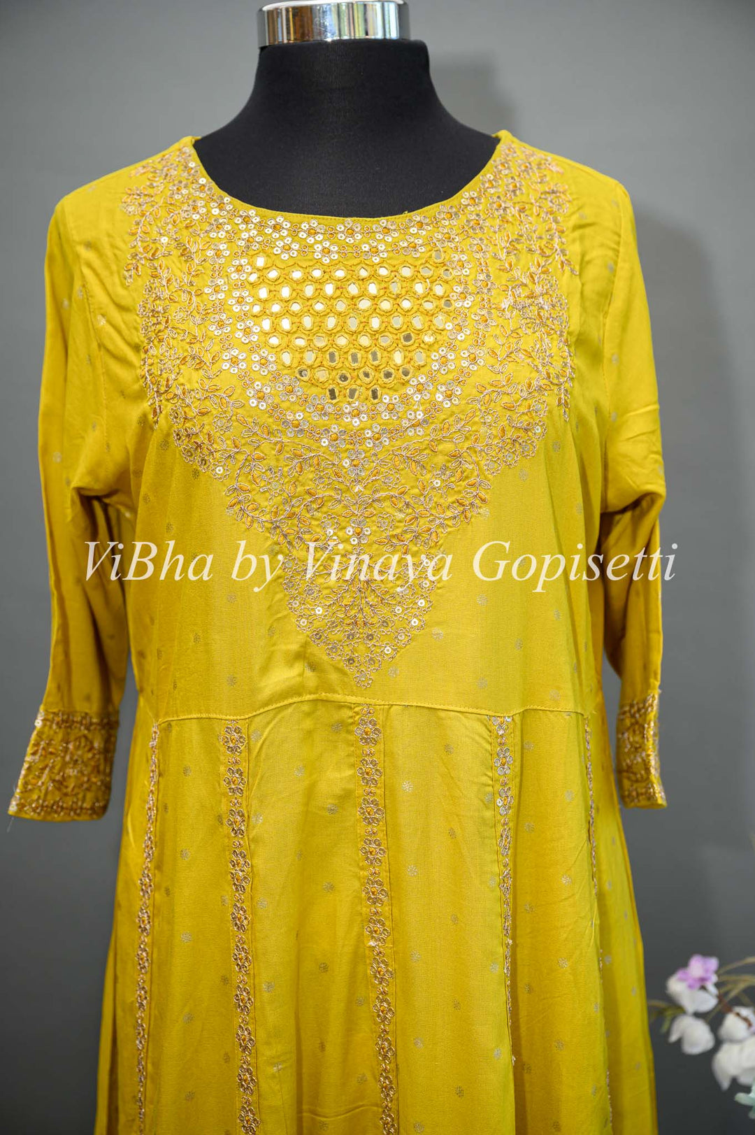 Honeysuckle Yellow Embroidered Salwar Suit.