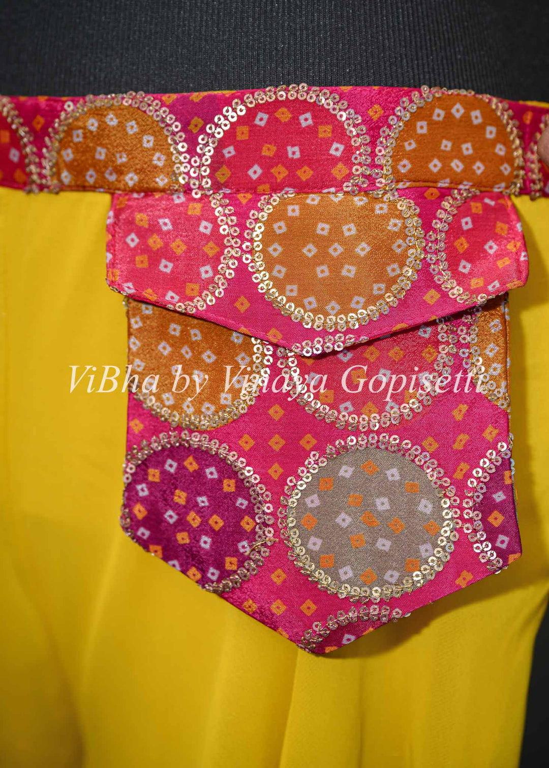 Yellow Sharara Set with Pink Brocade Blouse and Choker Dupatta