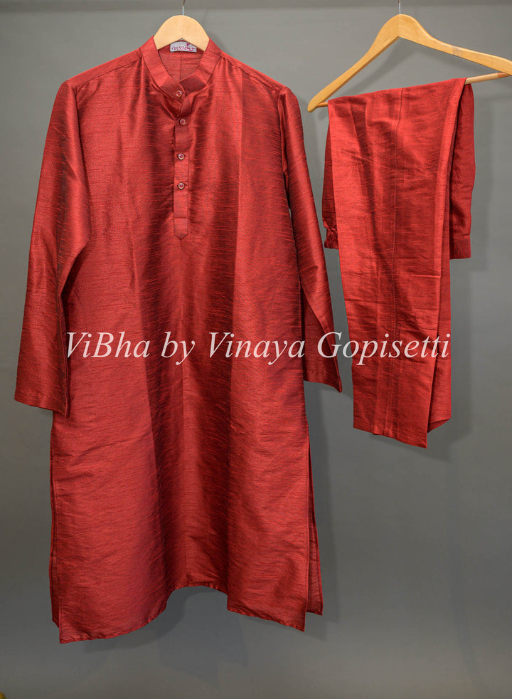 Maroon Kurta and Bottom With Purple Embroidered Vest