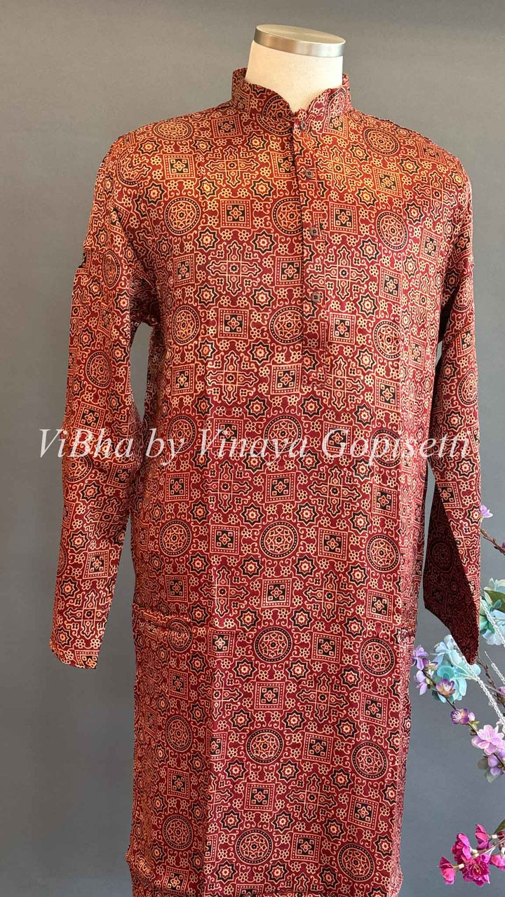 Gaji Silk Bandhej Kurta