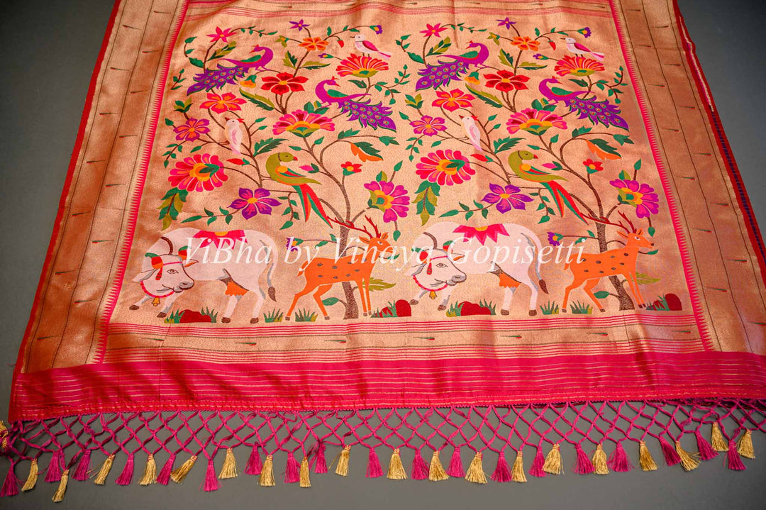 Purple Banarasi Paithani Silk saree with Pichwai Work