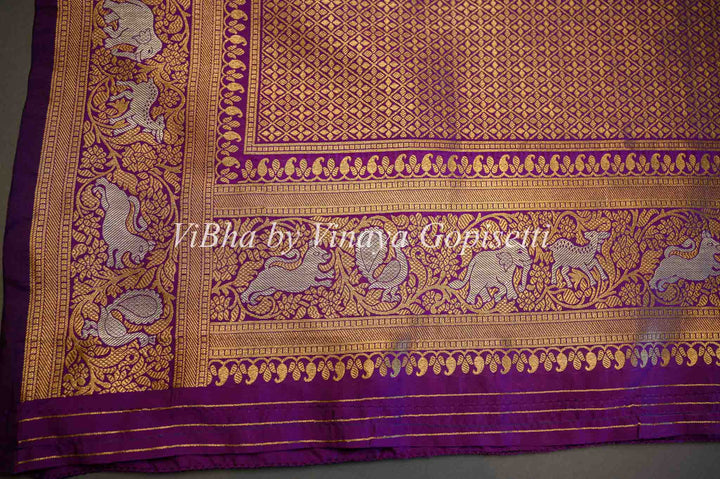 Purple Banarasi Katan Silk Saree And Blouse