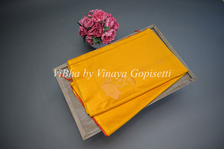 Yellow and Red Kanchi Soft Silk Saree and Blouse