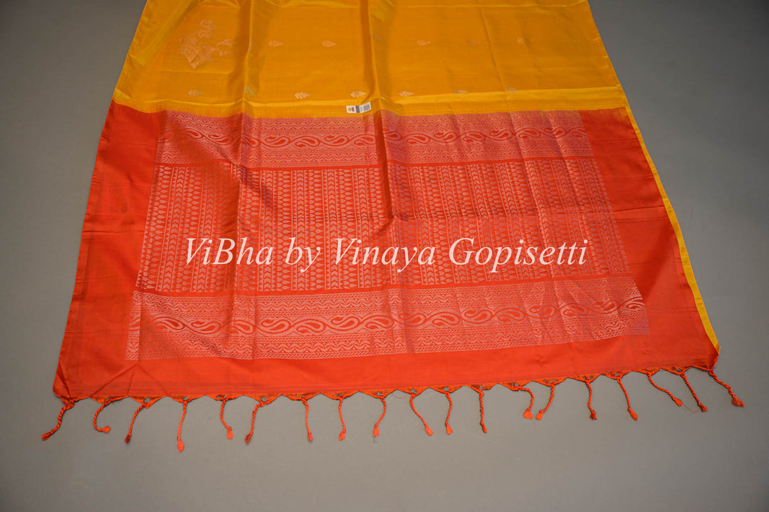 Yellow and Red Kanchi Soft Silk Saree and Blouse