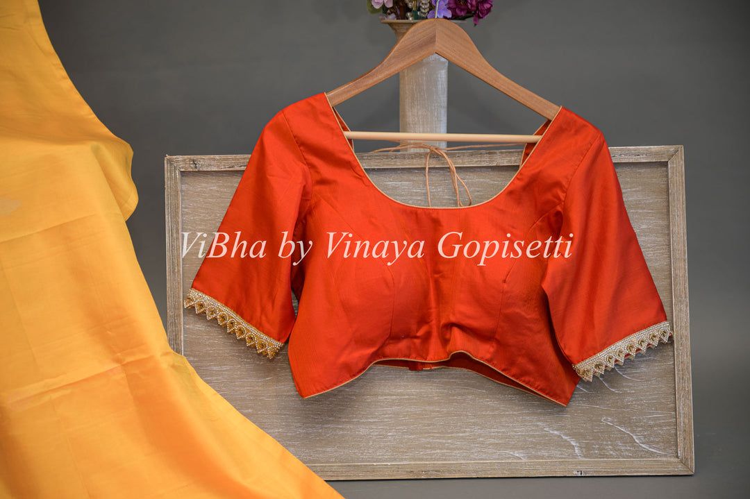 Yellow and Red Kanchi Soft Silk Saree and Blouse