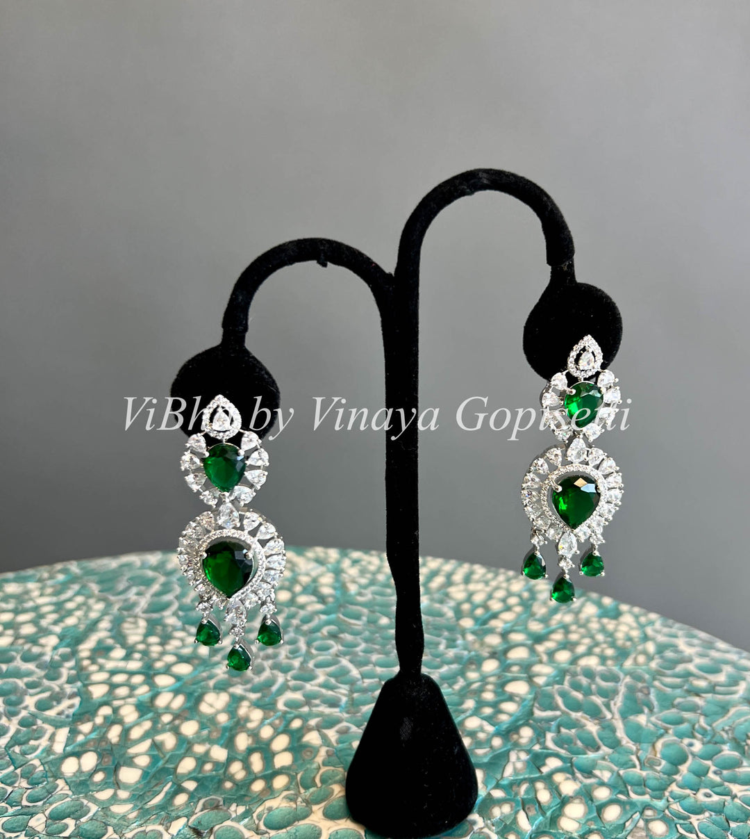 AD And Emerald Two Layer Necklace Set