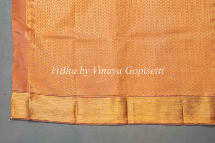 Eggplant and Rose Gold Kanchi Silk Saree and Blouse