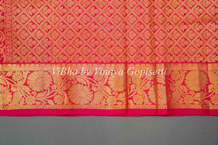 Orangish Yellow Kanchi Silk Saree And Blouse