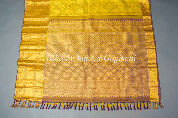 Light and Dark Olive Kanchi Silk Saree And Blouse