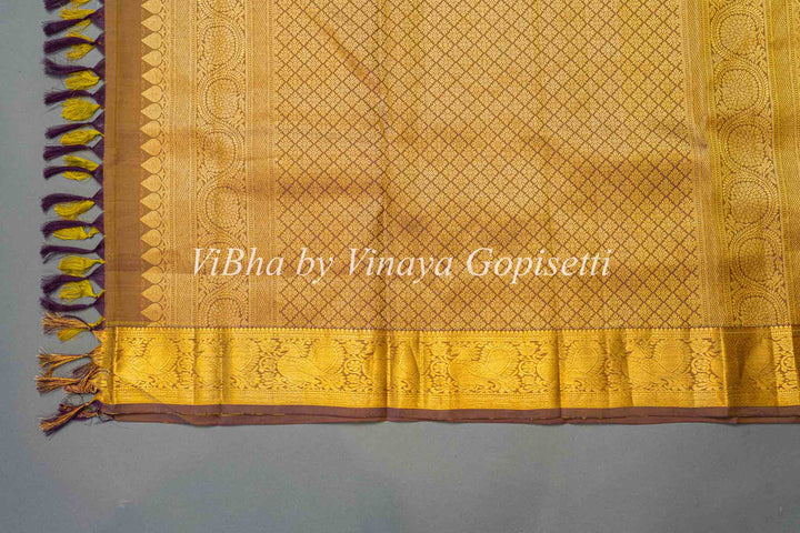 Light and Dark Olive Kanchi Silk Saree And Blouse