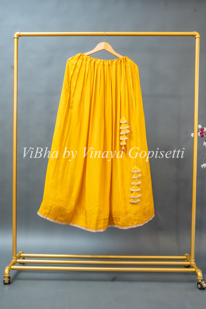 Yellow and White Lehenga Set