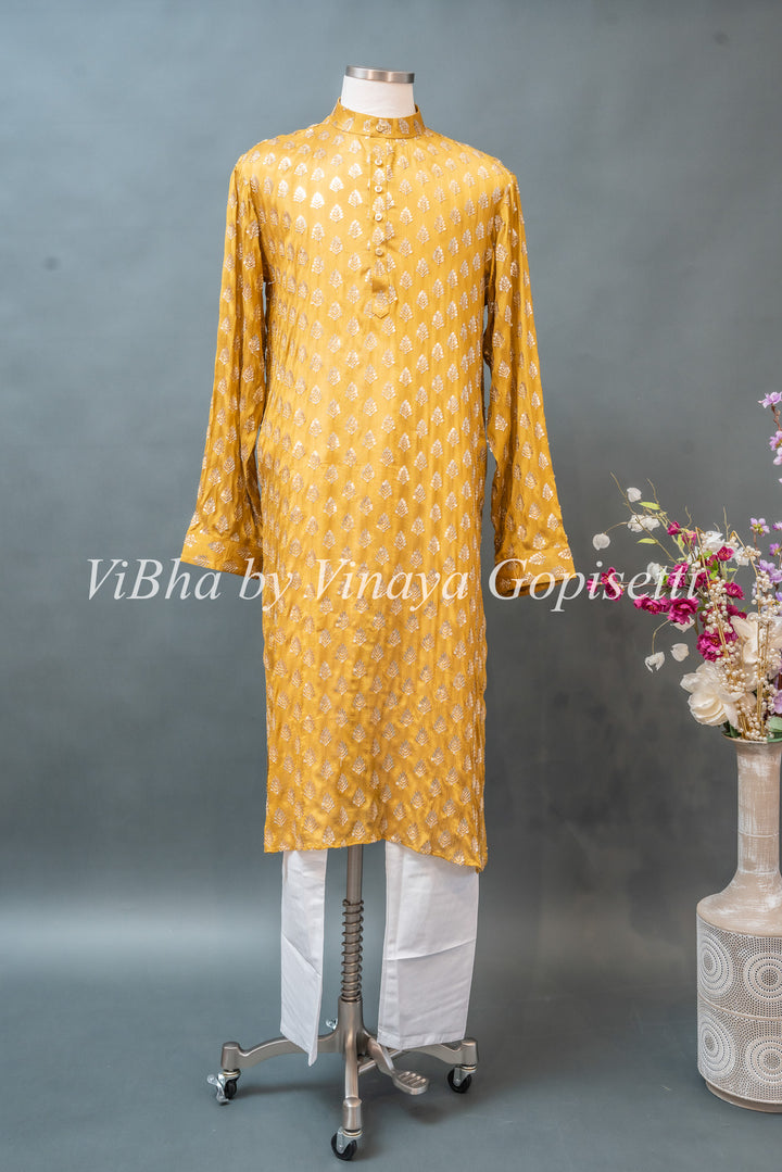 Yellow Embroidered Kurta Set