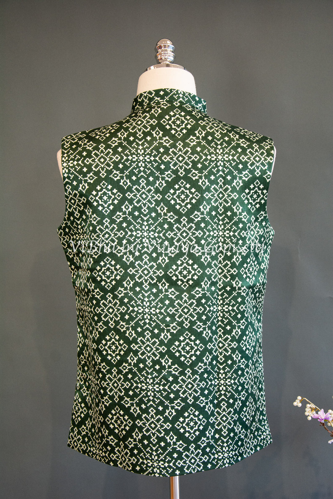 Green Gaji Silk Ajrakh Vest