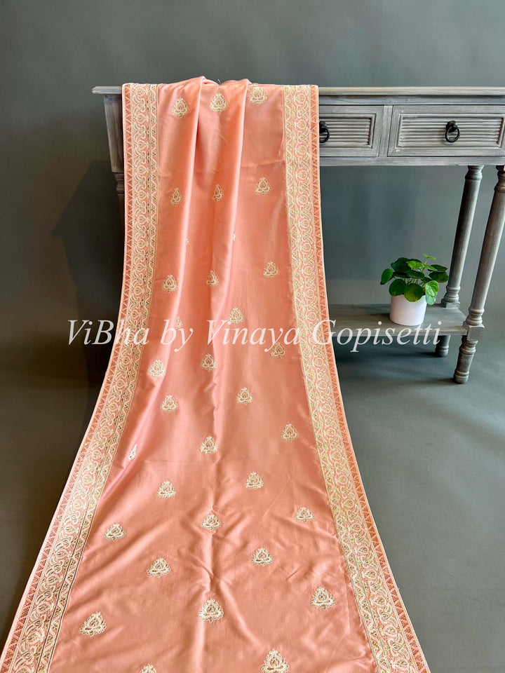 Embroidered Peach Dupatta