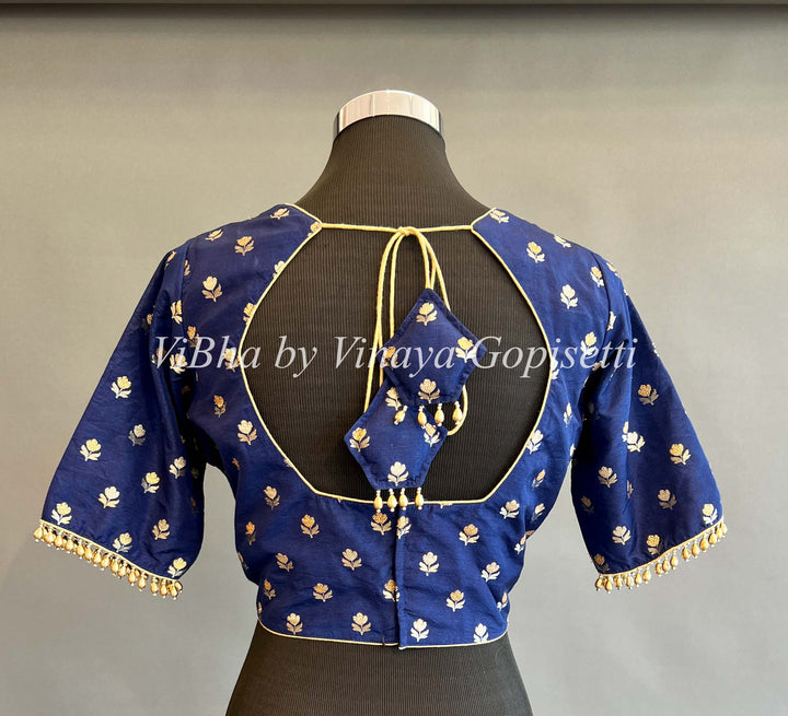 Blue Benares Silk With Beaded Sleeve