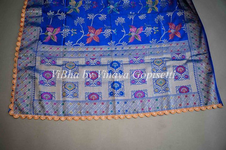 Blue Benares Kora Saree