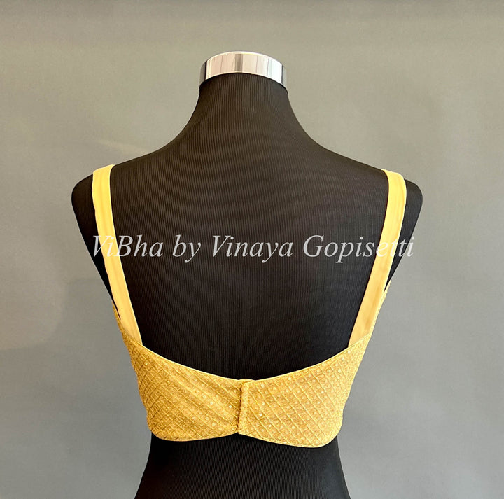 Yellow Gold Plunge Sweetheart Neck Blouse