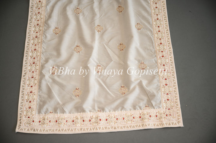 Ivory Embroidered Safa And Dupatta