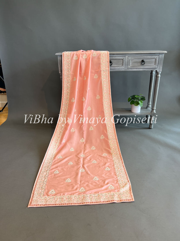 Embroidered Peach Dupatta