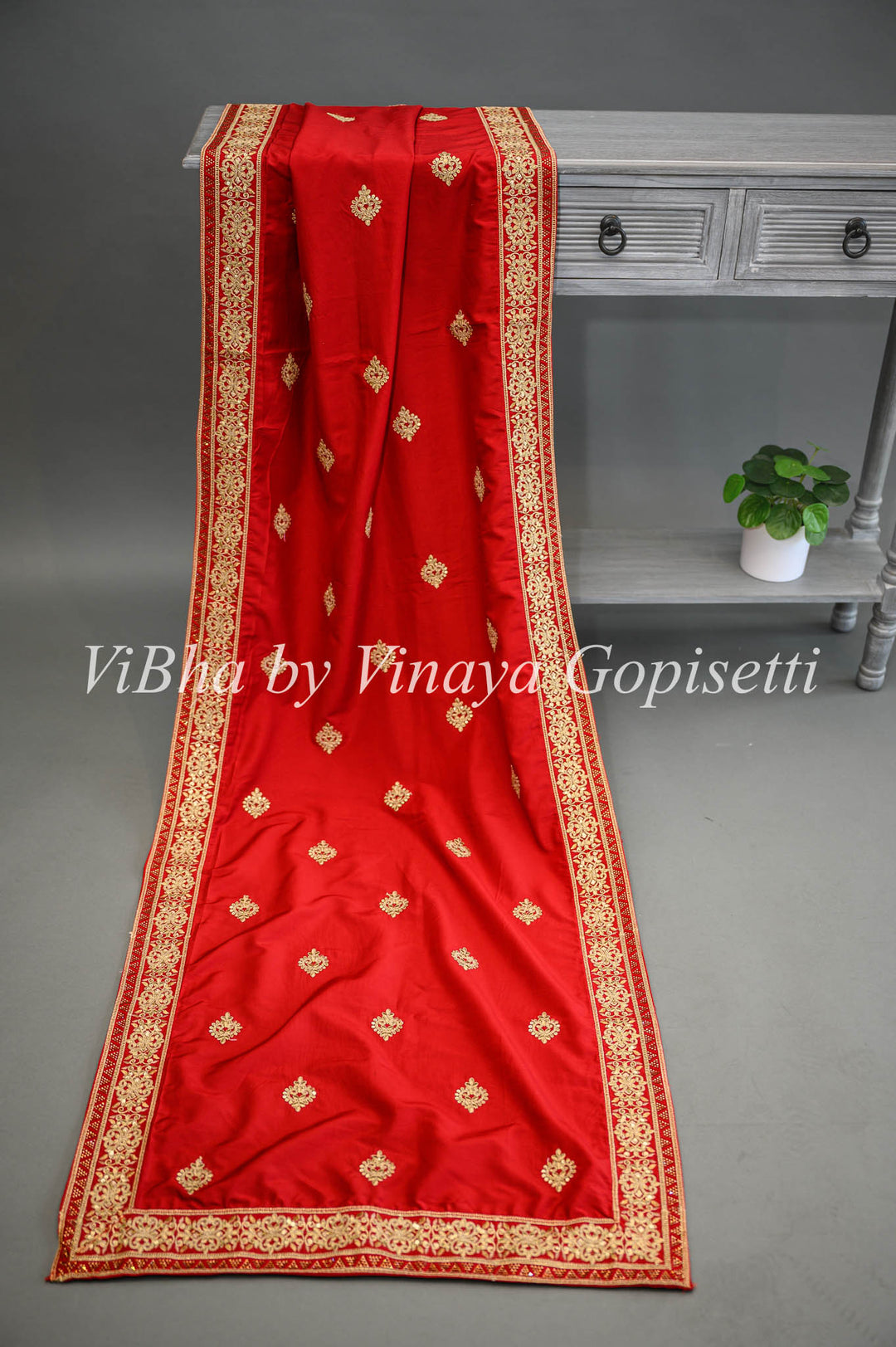 Maroon Embroidered Safa And Dupatta