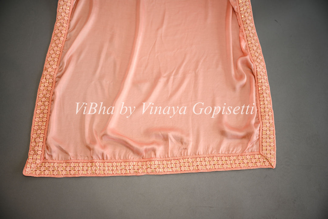 Peach Embroidered Safa and Dupatta