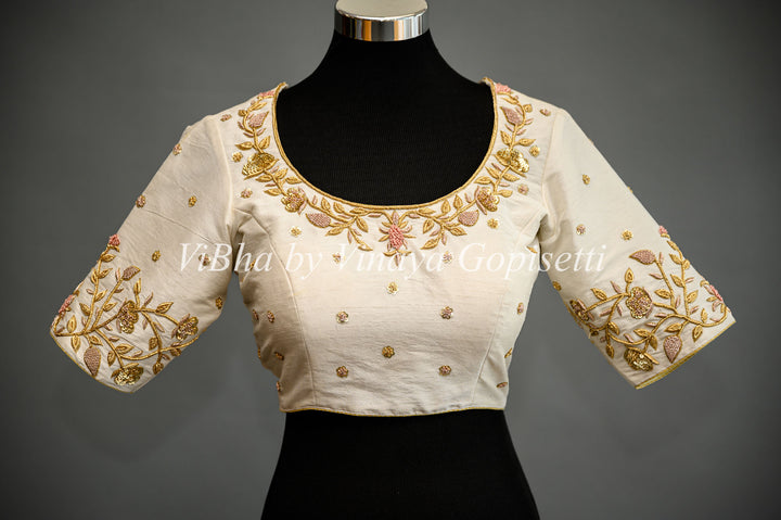 Ivory Raw Silk Blouse