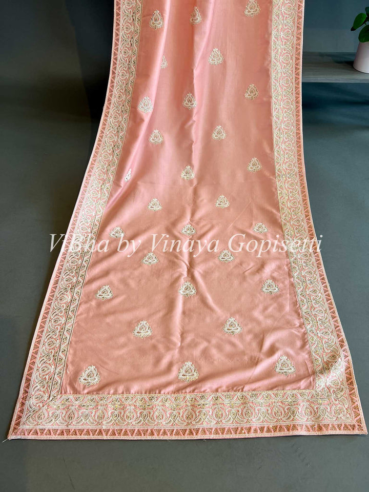 Embroidered Peach Dupatta