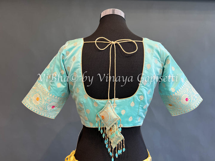 Aqua Banarasi Brocade Blouse