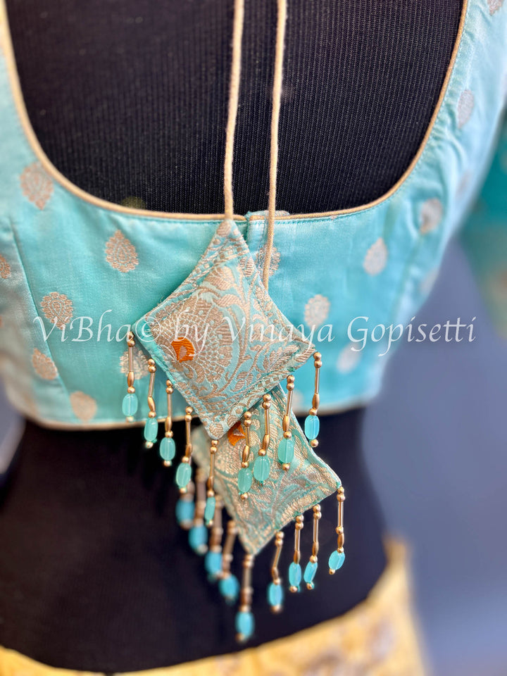 Aqua Banarasi Brocade Blouse