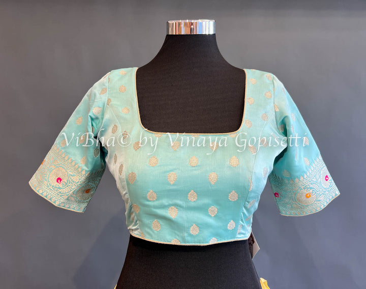 Aqua Banarasi Brocade Blouse